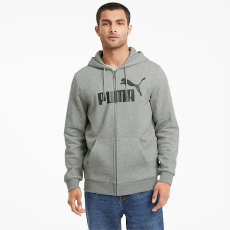 Essentials Big Logo Full-Zip Hoodie Men | Medium Gray Heather | PUMA SHOP ALL PUMA | PUMA 