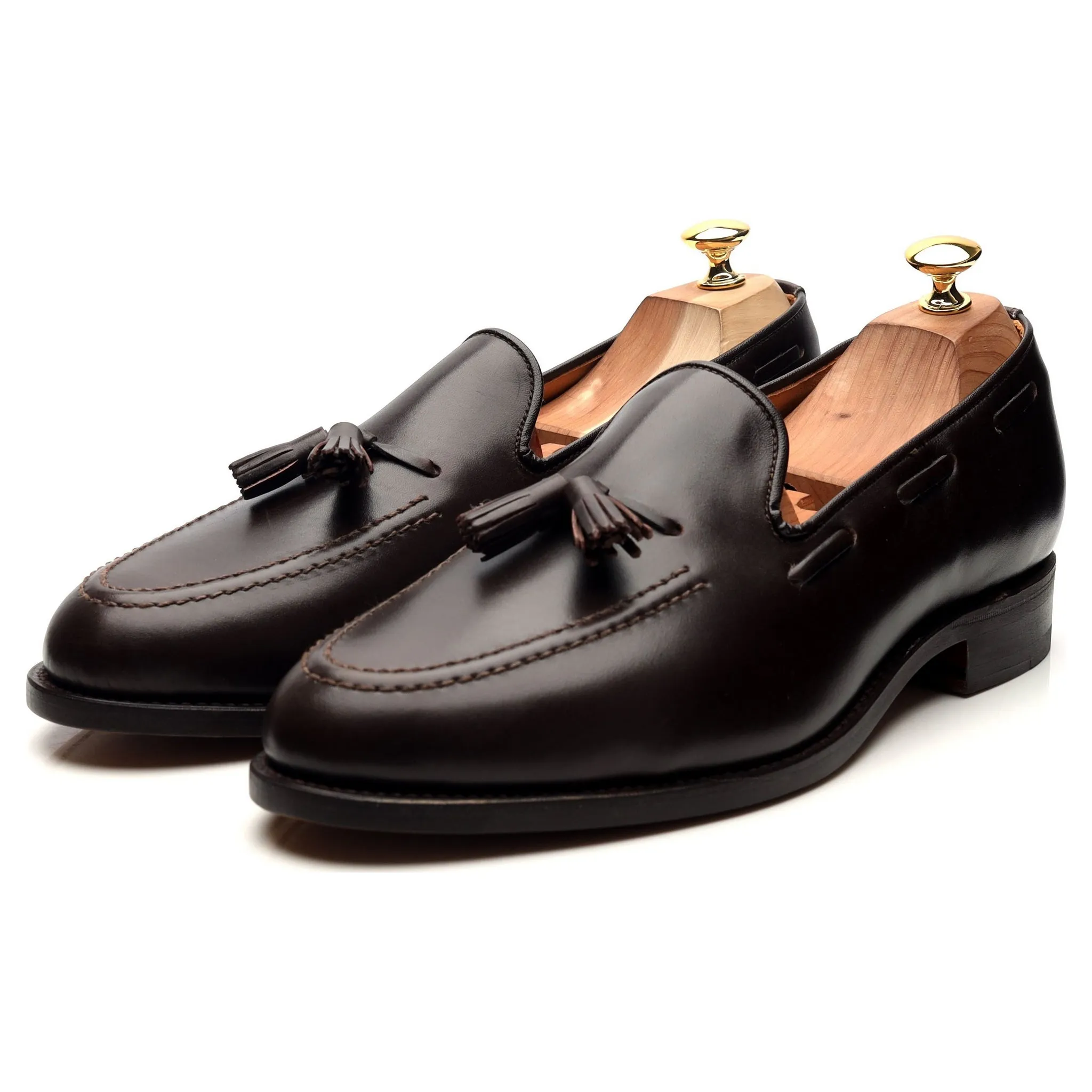 'Finchley' Dark Brown Leather Tassel Loafers UK 11 F