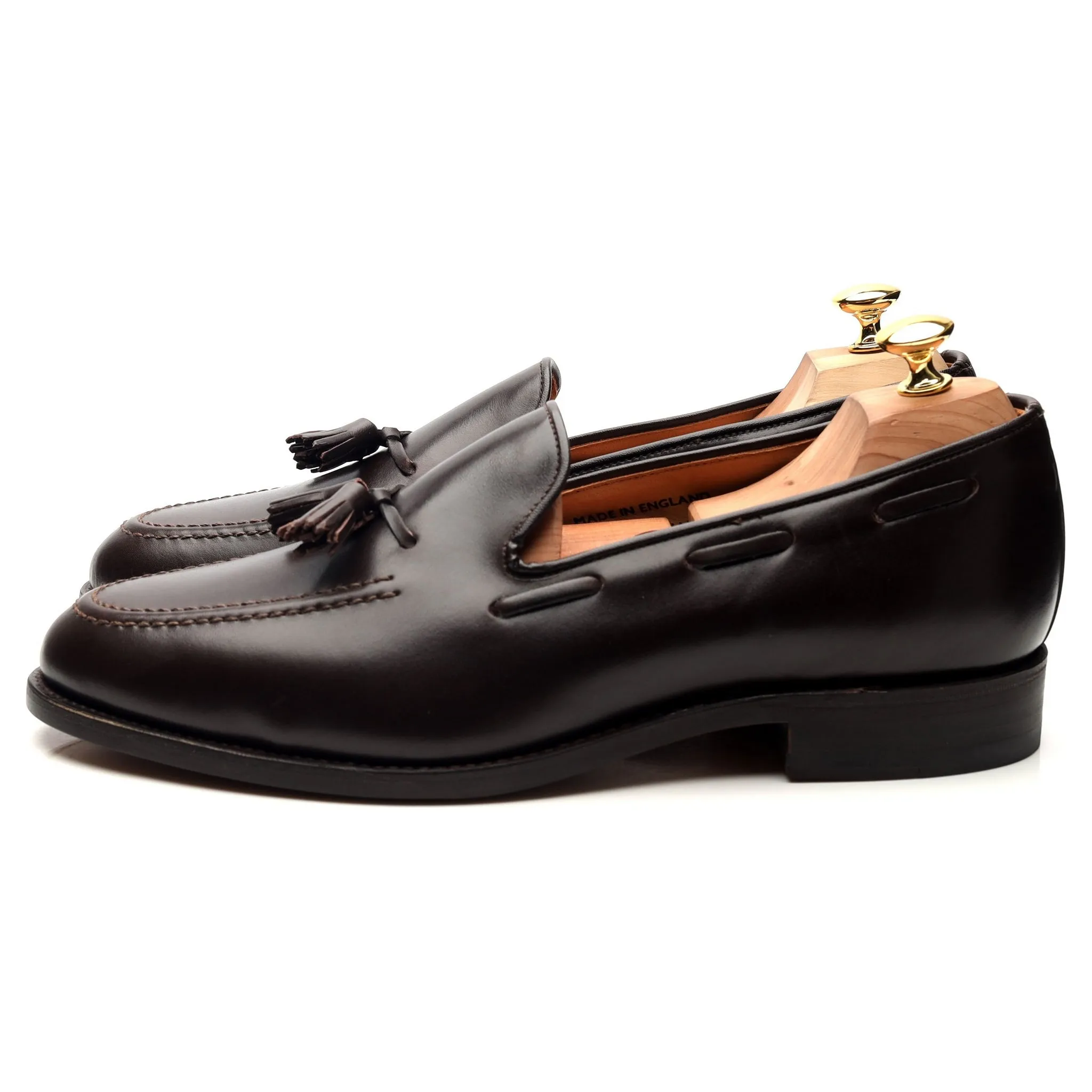 'Finchley' Dark Brown Leather Tassel Loafers UK 11 F