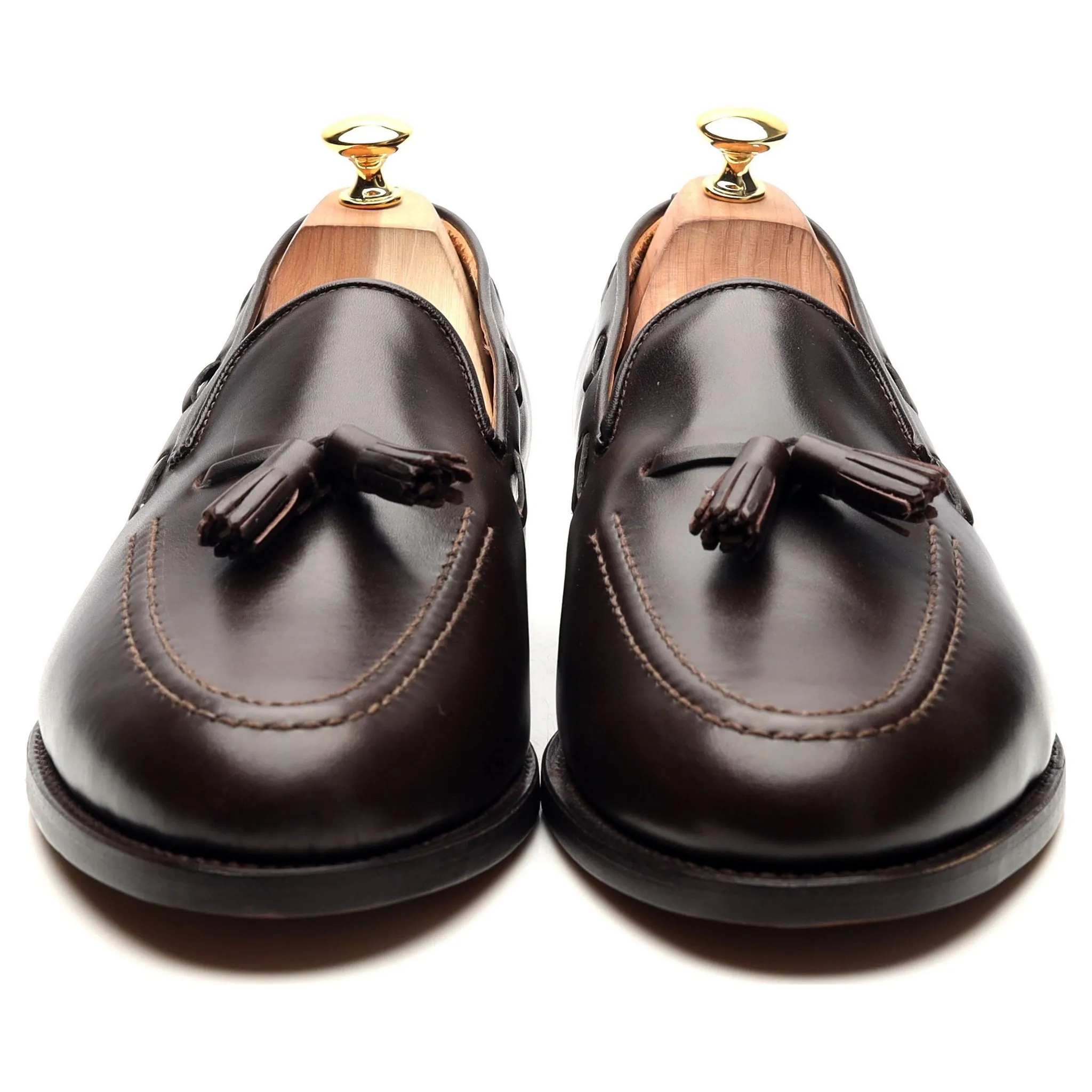 'Finchley' Dark Brown Leather Tassel Loafers UK 11 F