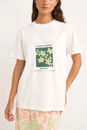 Flower Market Boyfriend Tee White