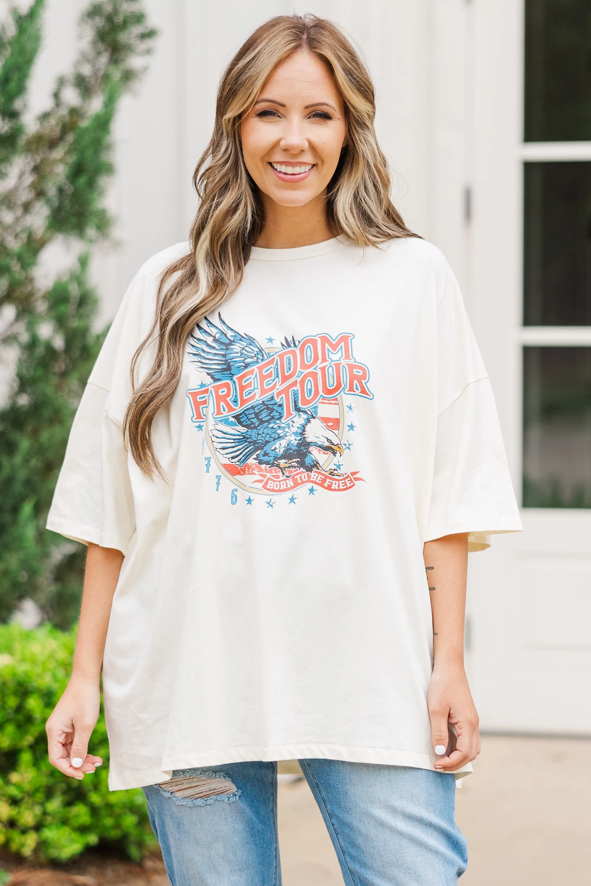 Freedom Tour Boyfriend Tee, Ivory