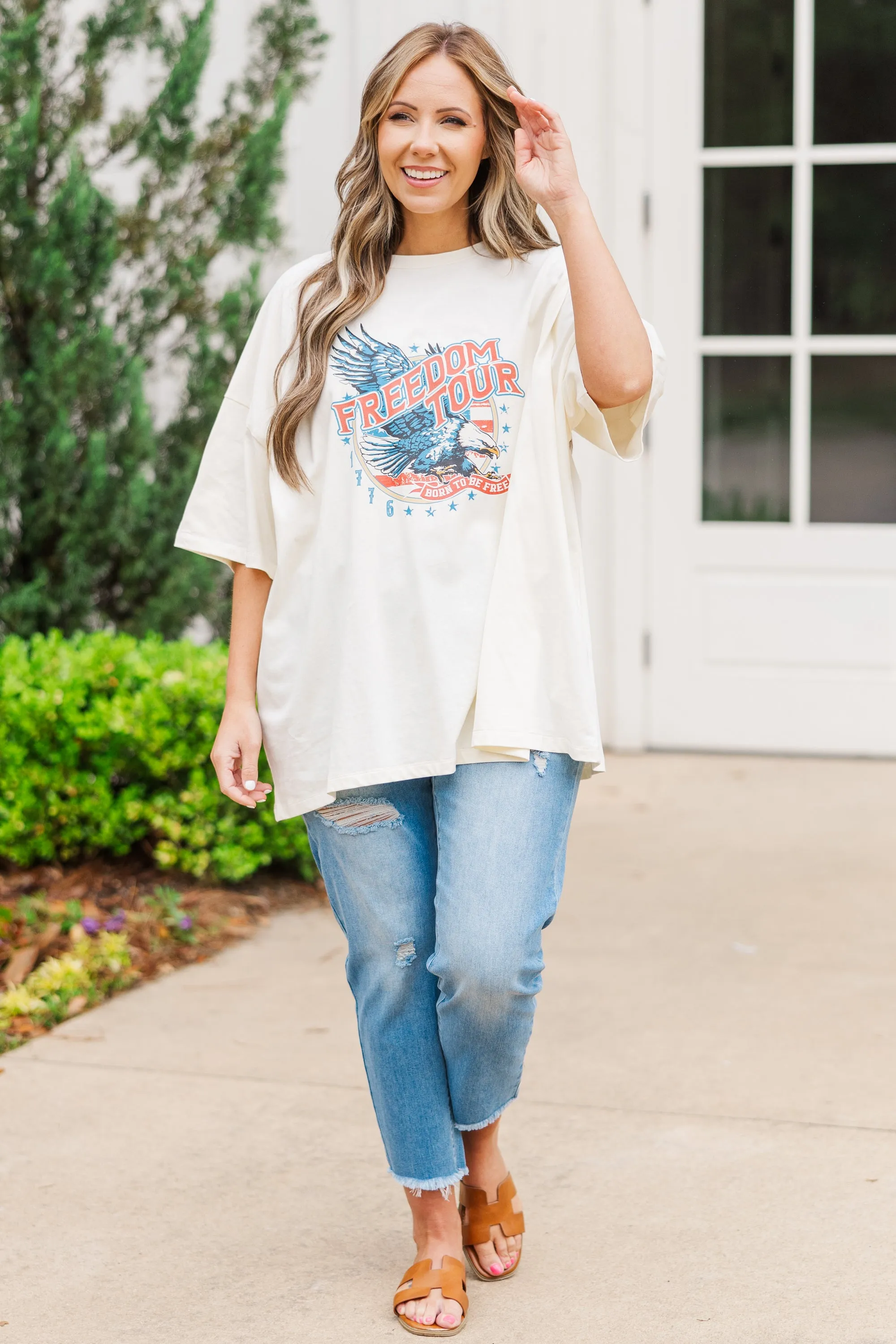 Freedom Tour Boyfriend Tee, Ivory