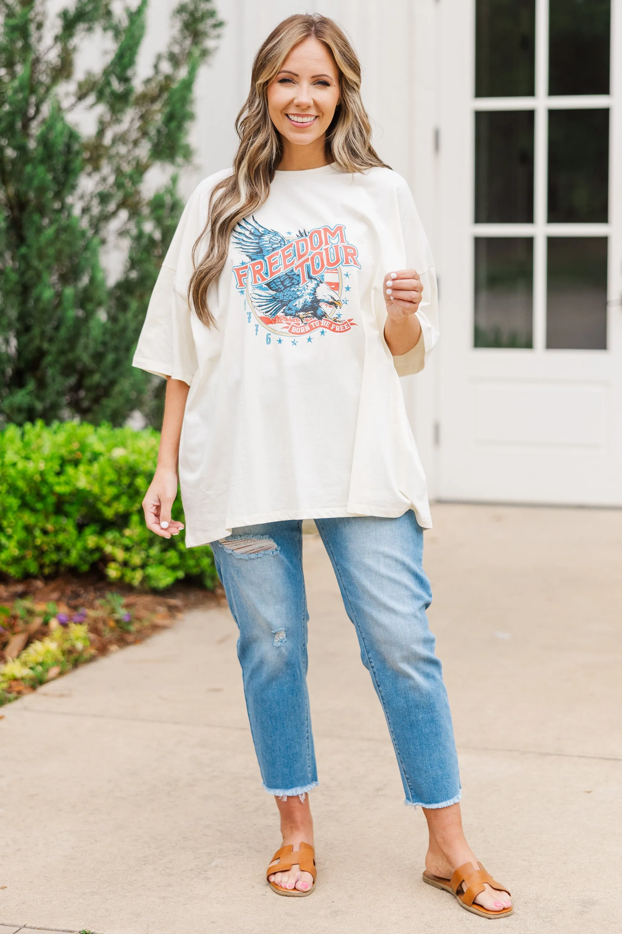 Freedom Tour Boyfriend Tee, Ivory