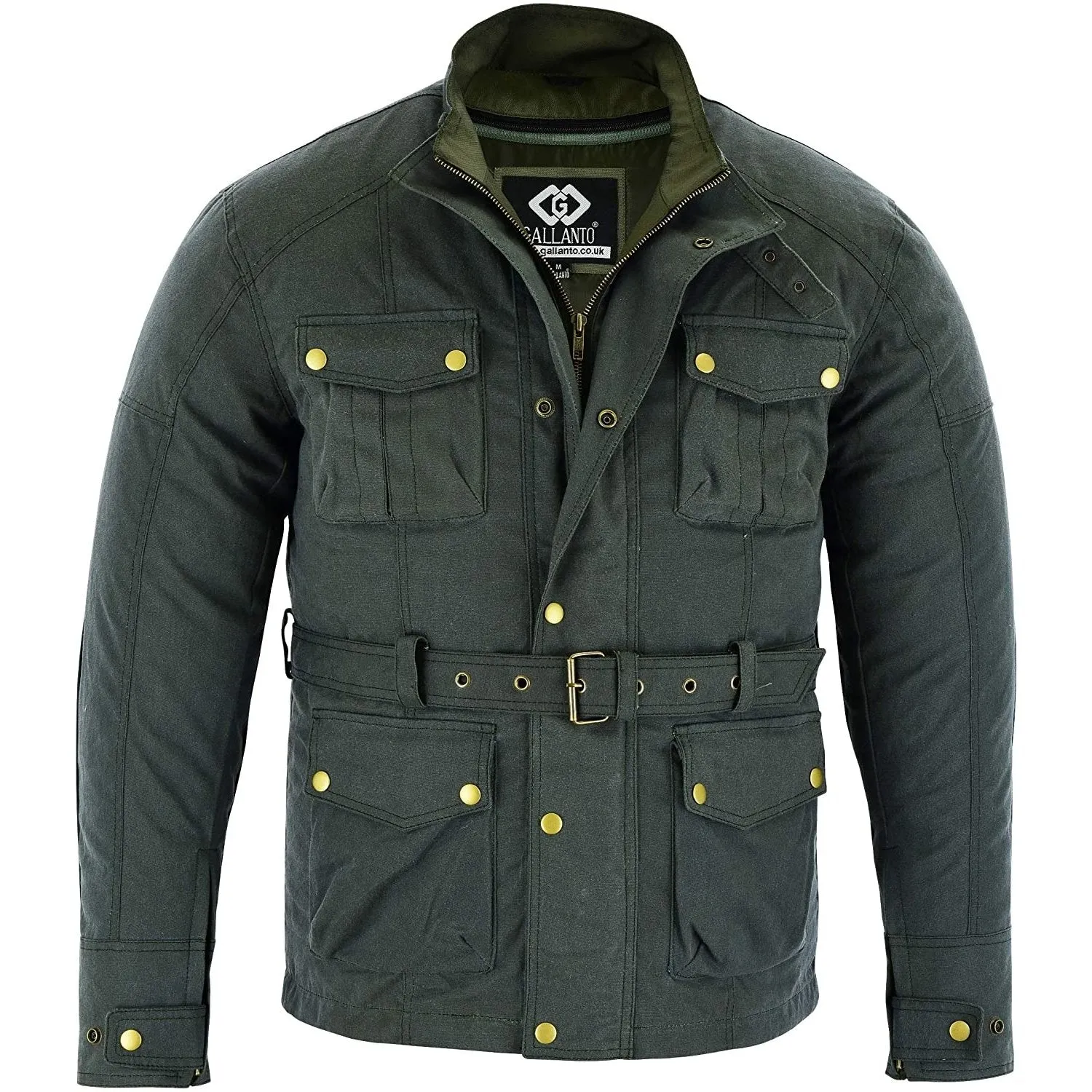 Gallanto Wax Cotton Armoured Motorcycle Motorbike Jacket Waterproof