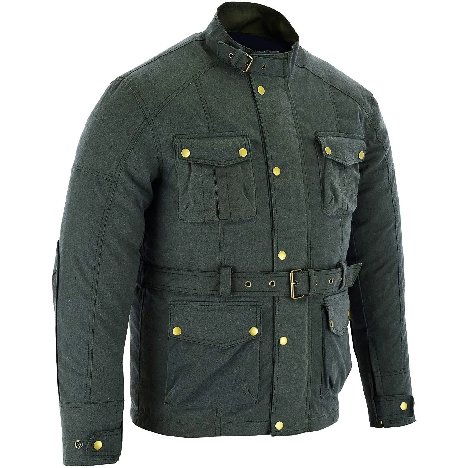 Gallanto Wax Cotton Armoured Motorcycle Motorbike Jacket Waterproof