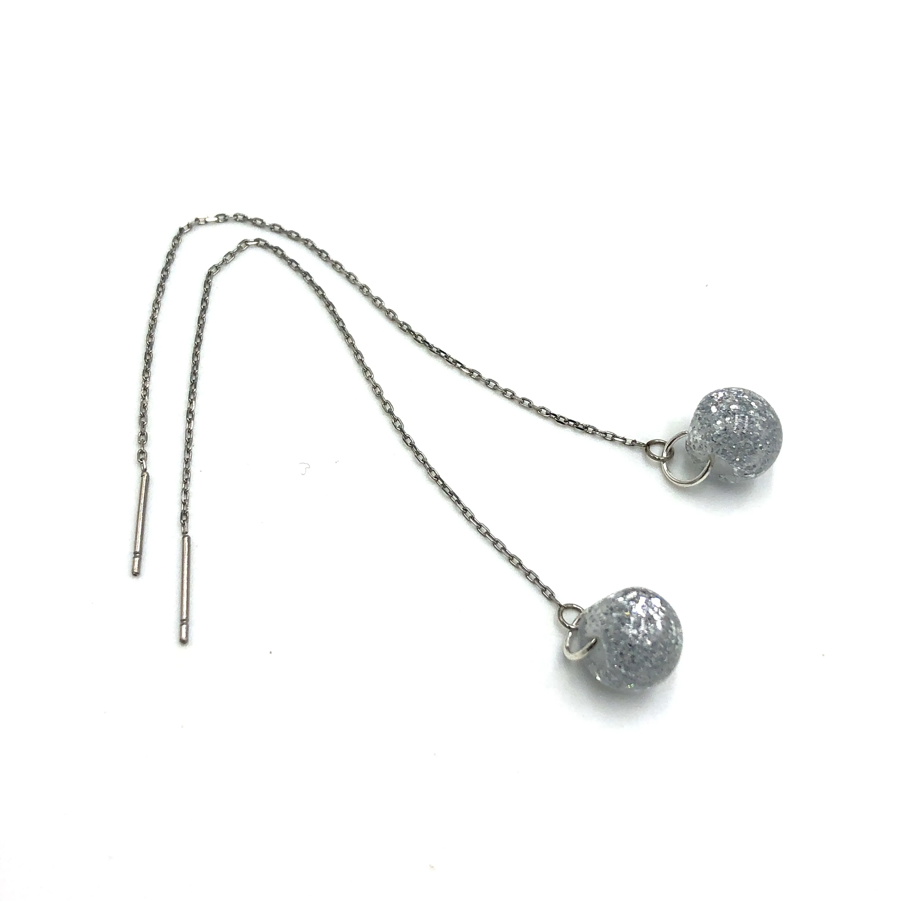 Glitter Bauble Threader Earrings