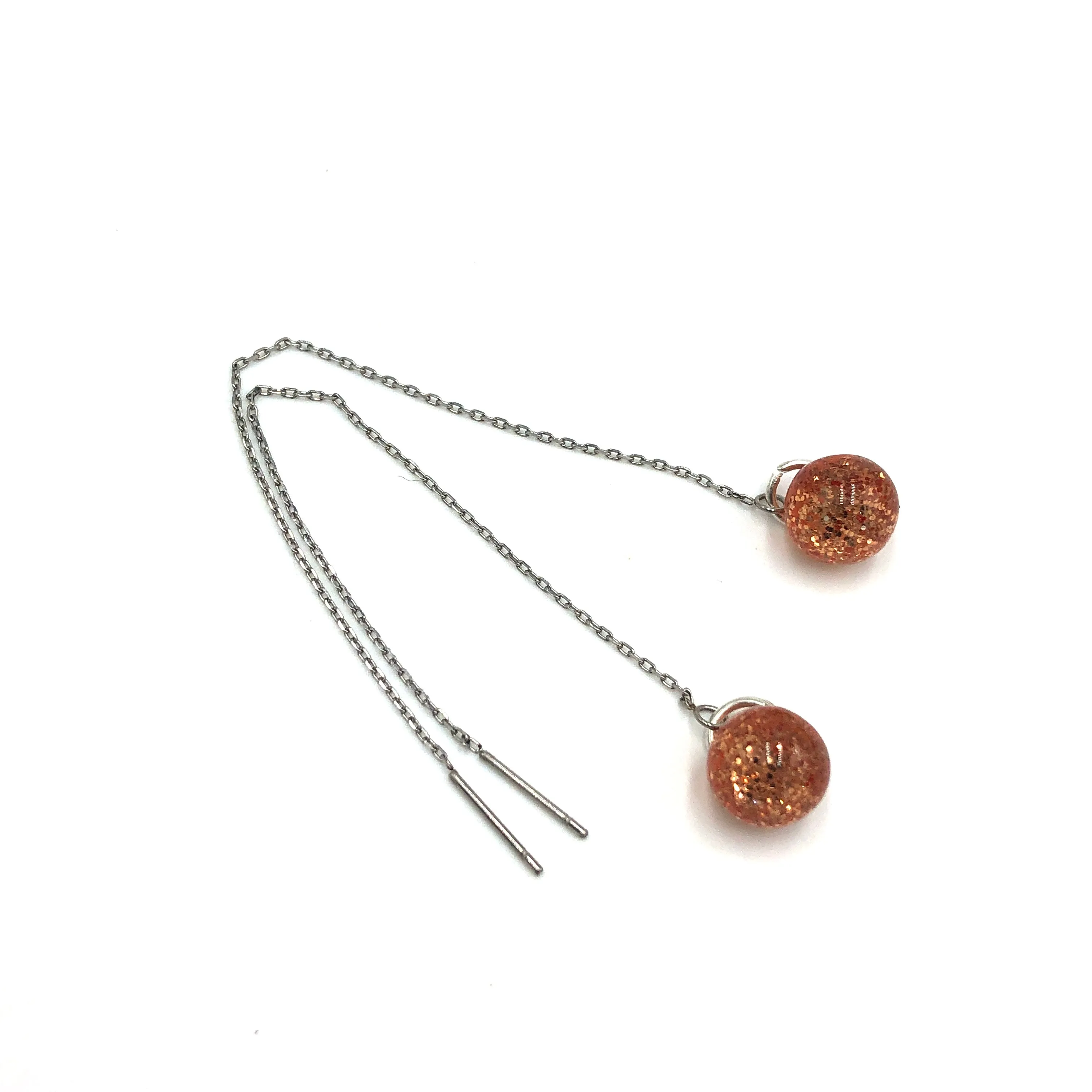 Glitter Bauble Threader Earrings