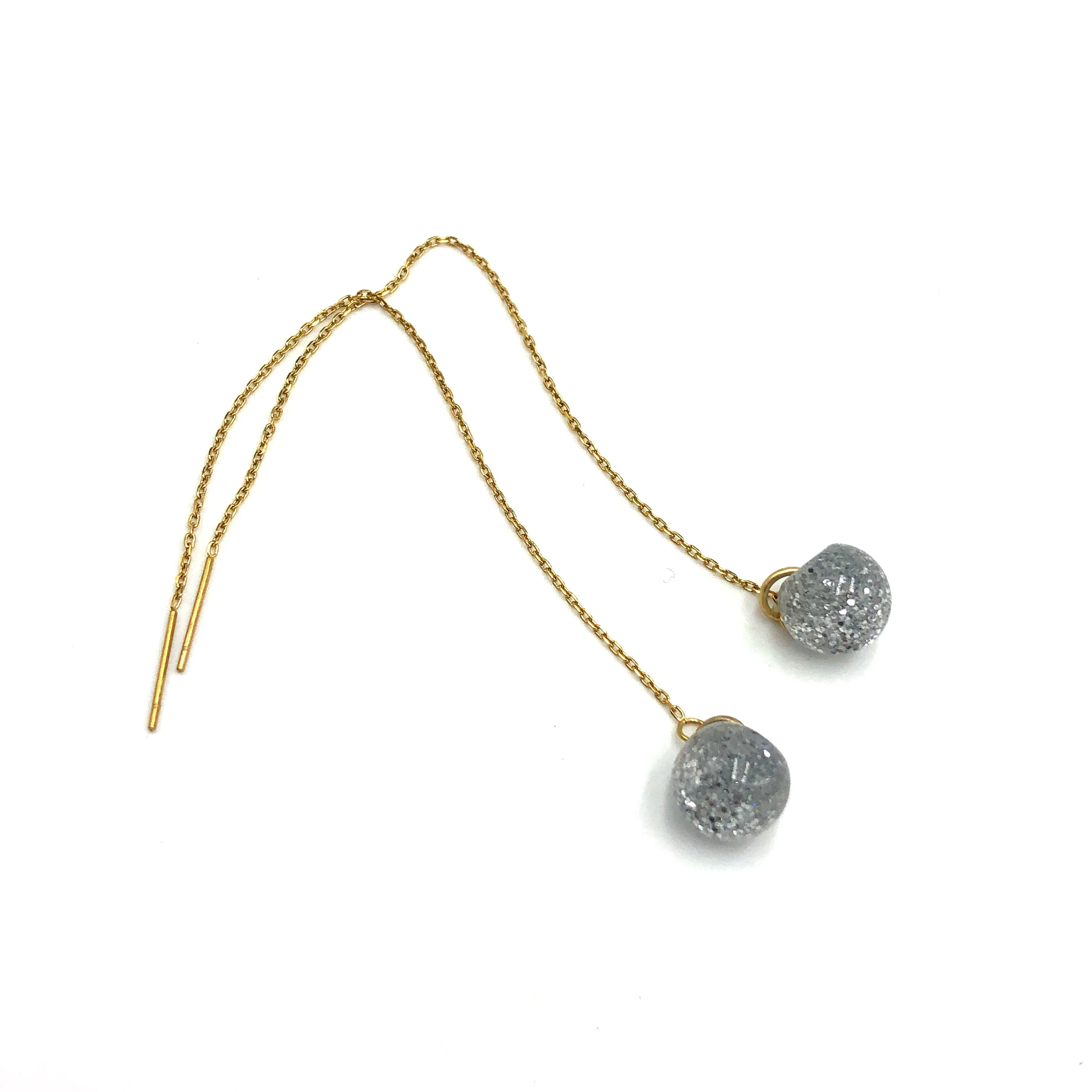 Glitter Bauble Threader Earrings