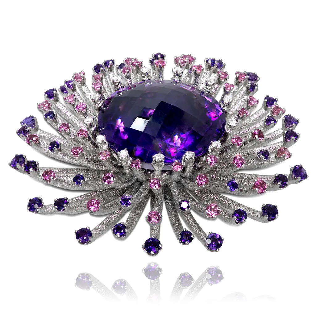 Gold Astra Brooch with Amethyst, Tourmalines & Diamonds