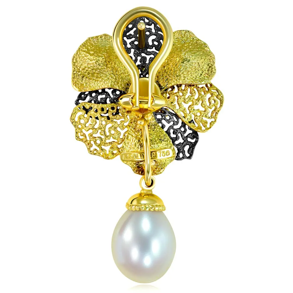 Gold Baby Coronaria Convertible Earrings with Pearls & Diamonds