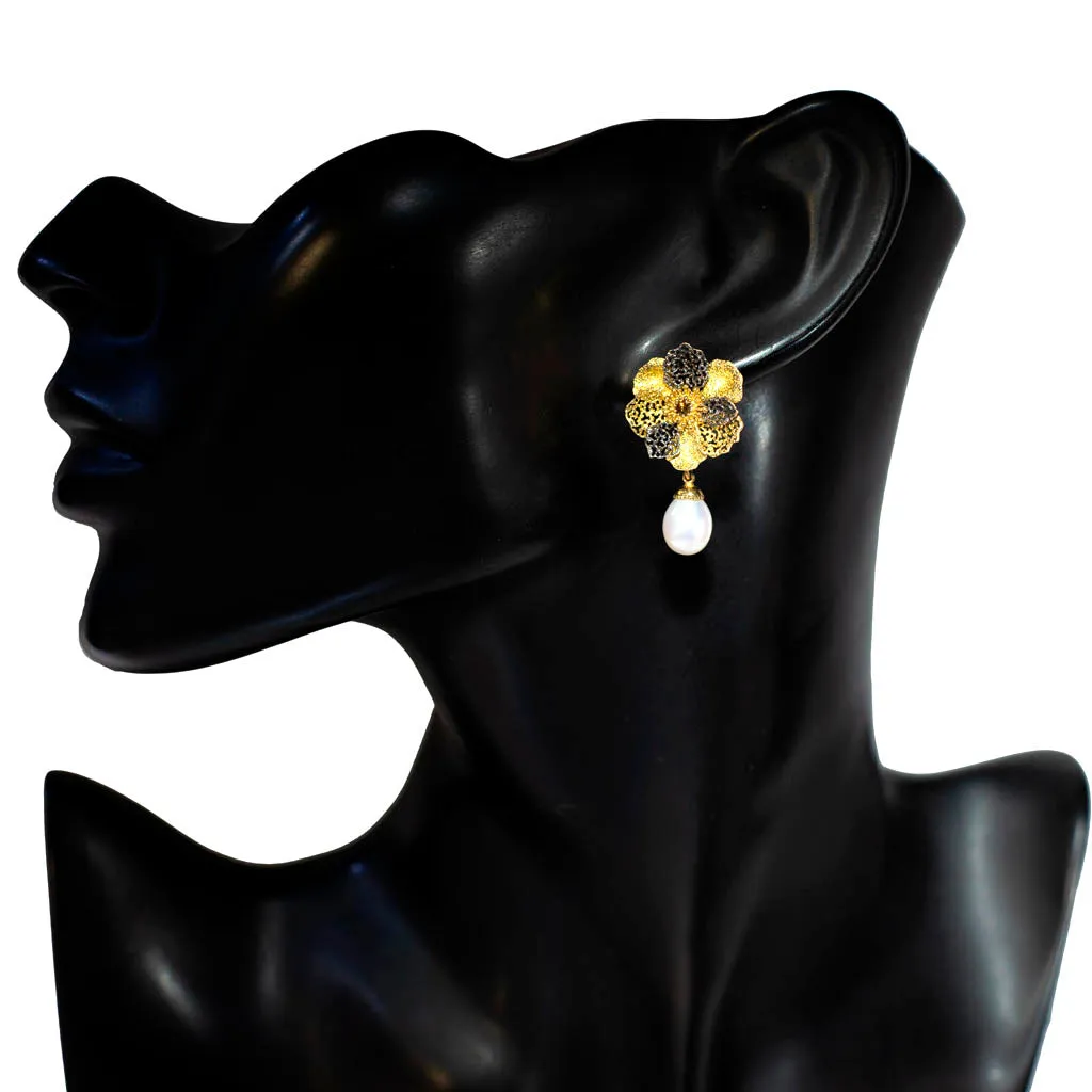 Gold Baby Coronaria Convertible Earrings with Pearls & Diamonds