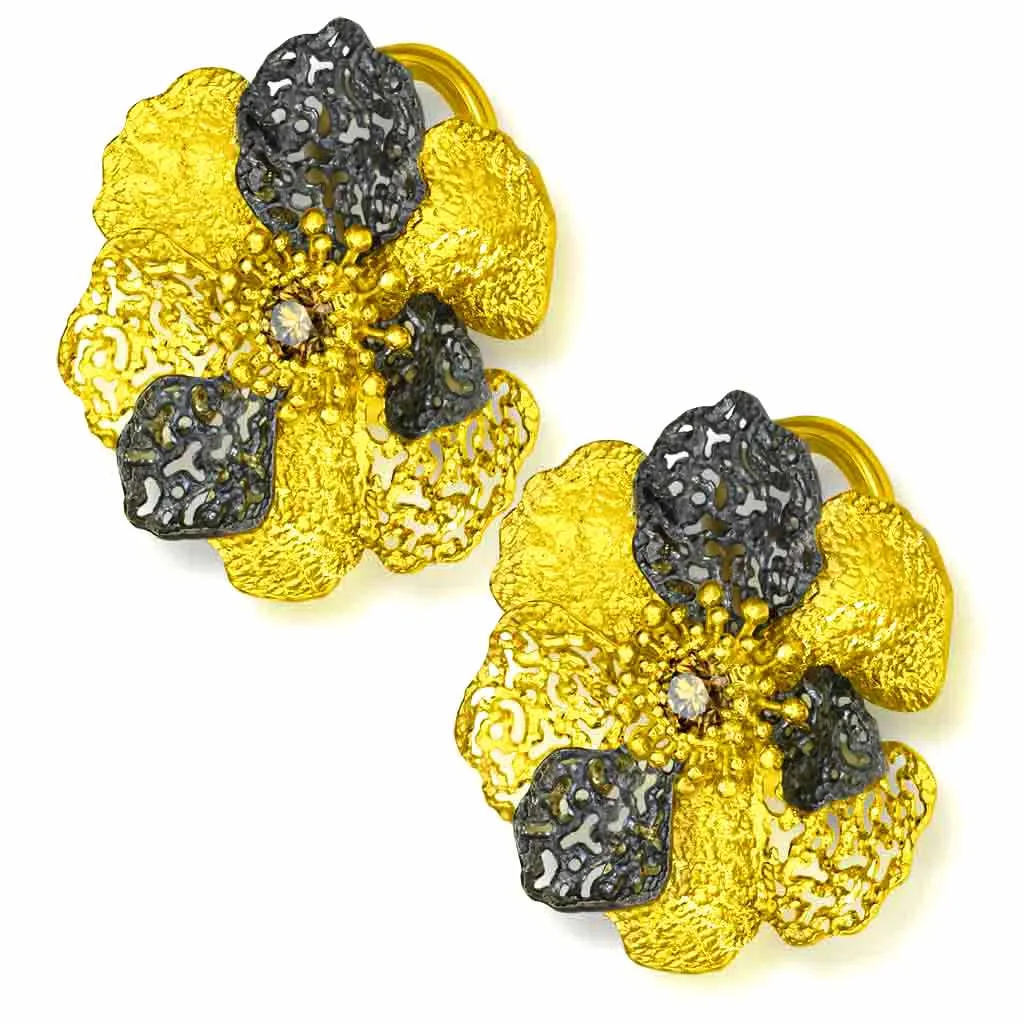 Gold Baby Coronaria Convertible Earrings with Pearls & Diamonds