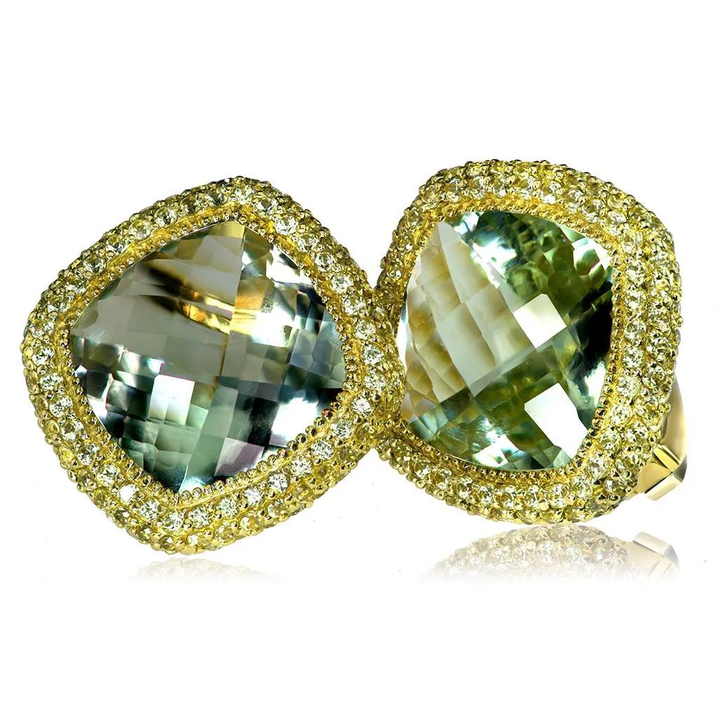 Gold Royal Earrings with Green Amethyst & Peridot