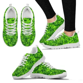 Green Clover White Border Women's Sneakers