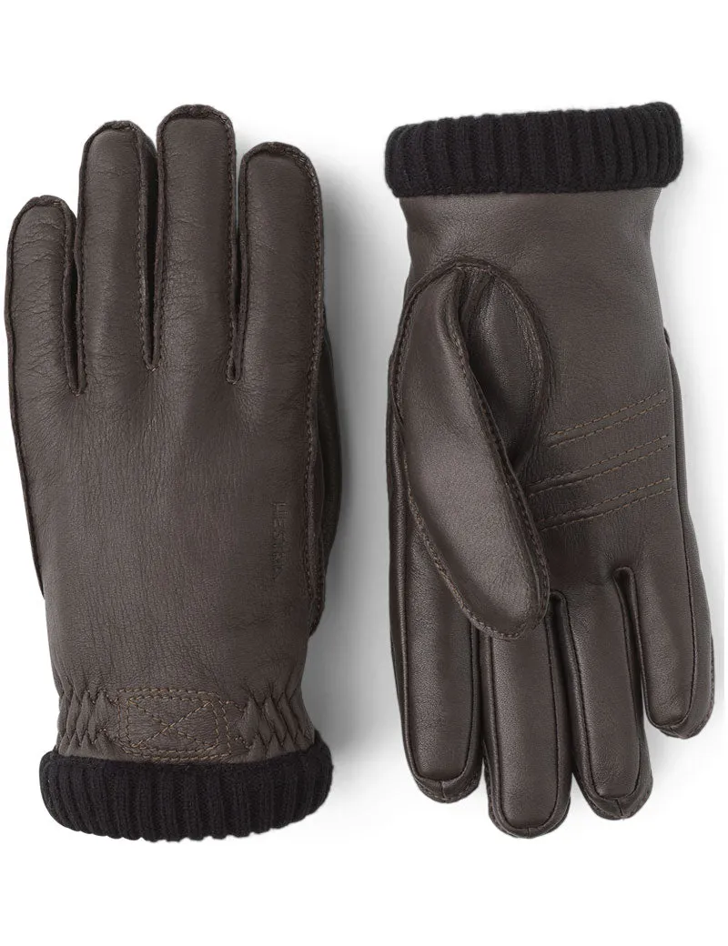 Hestra Deerskin Primaloft Rib Gloves Dark Brown