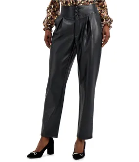 I-N-C Womens Faux Leather Casual Trouser Pants, TW4