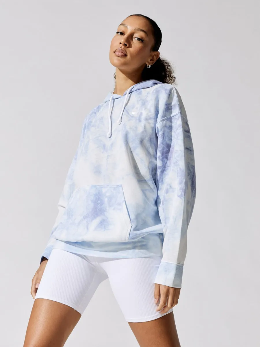 Icon Clash Sky Tie Dye Pullover Hoodie - Lt Racer Blue/White