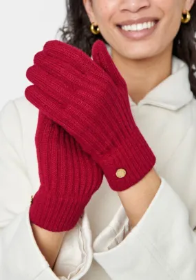 Katie Loxton Ribbed Knitted Gloves, Red