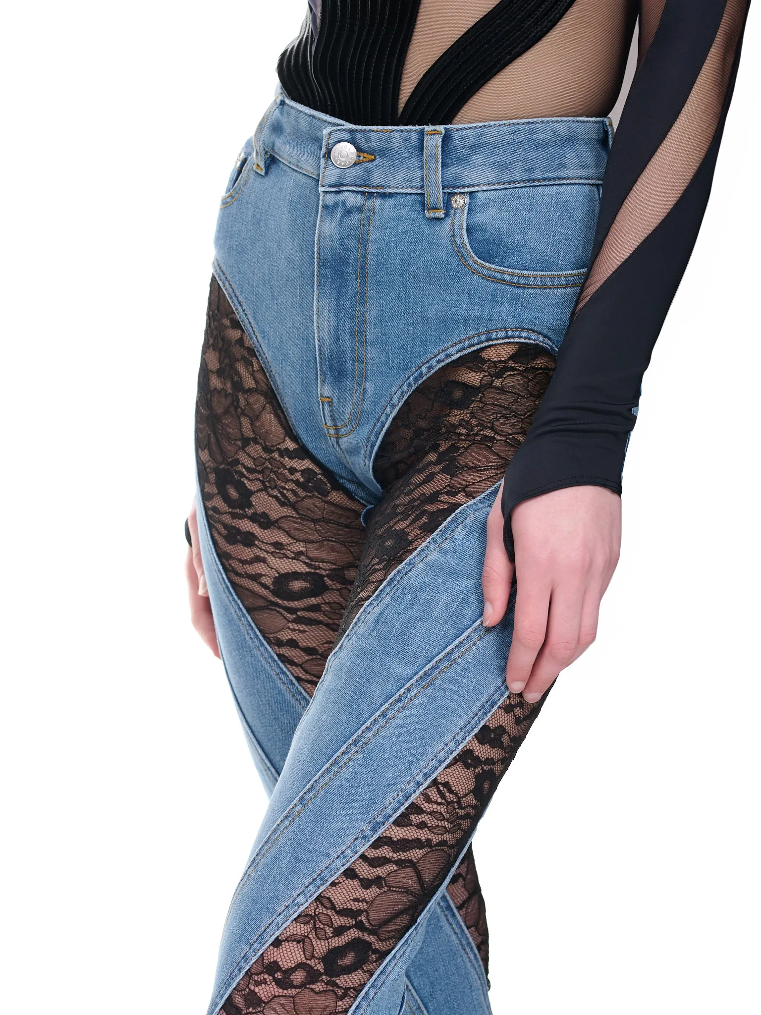 Lace Illusion Jeans (6PA0371265-3074-MEDIUM-BLUE-BL)