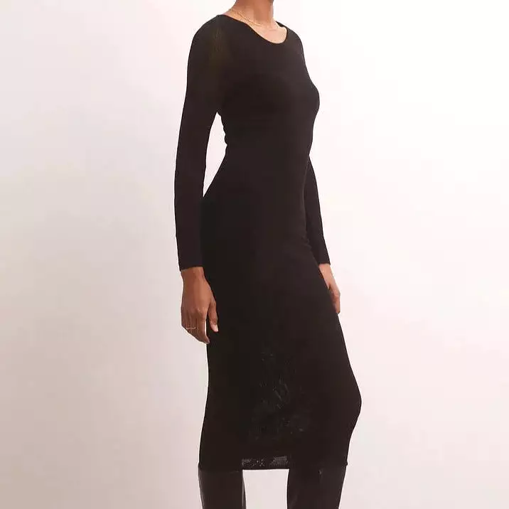 Liza Sweater Mesh Dress (Black)