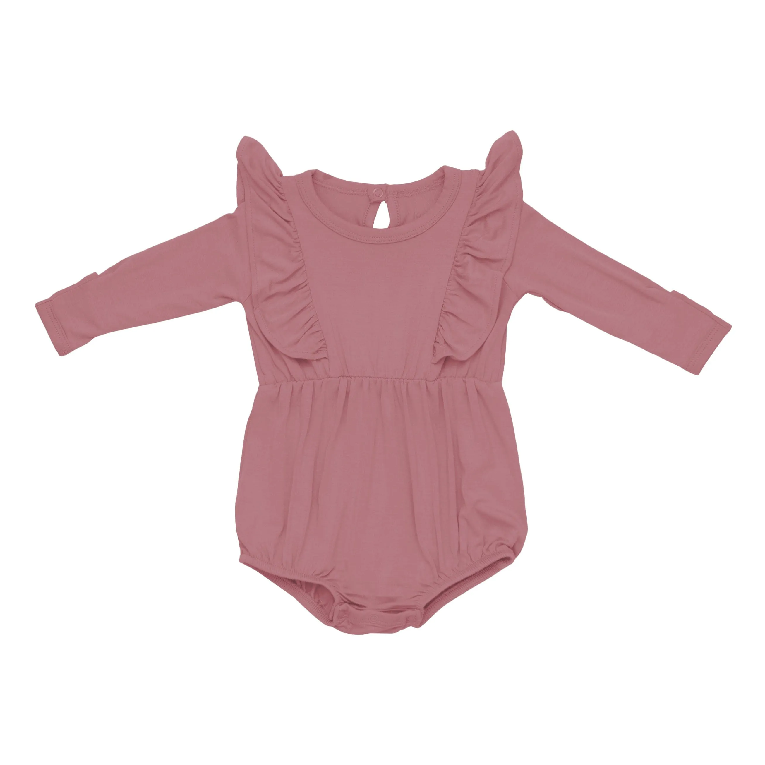 Long Sleeve Bubble Romper in Dusty Rose