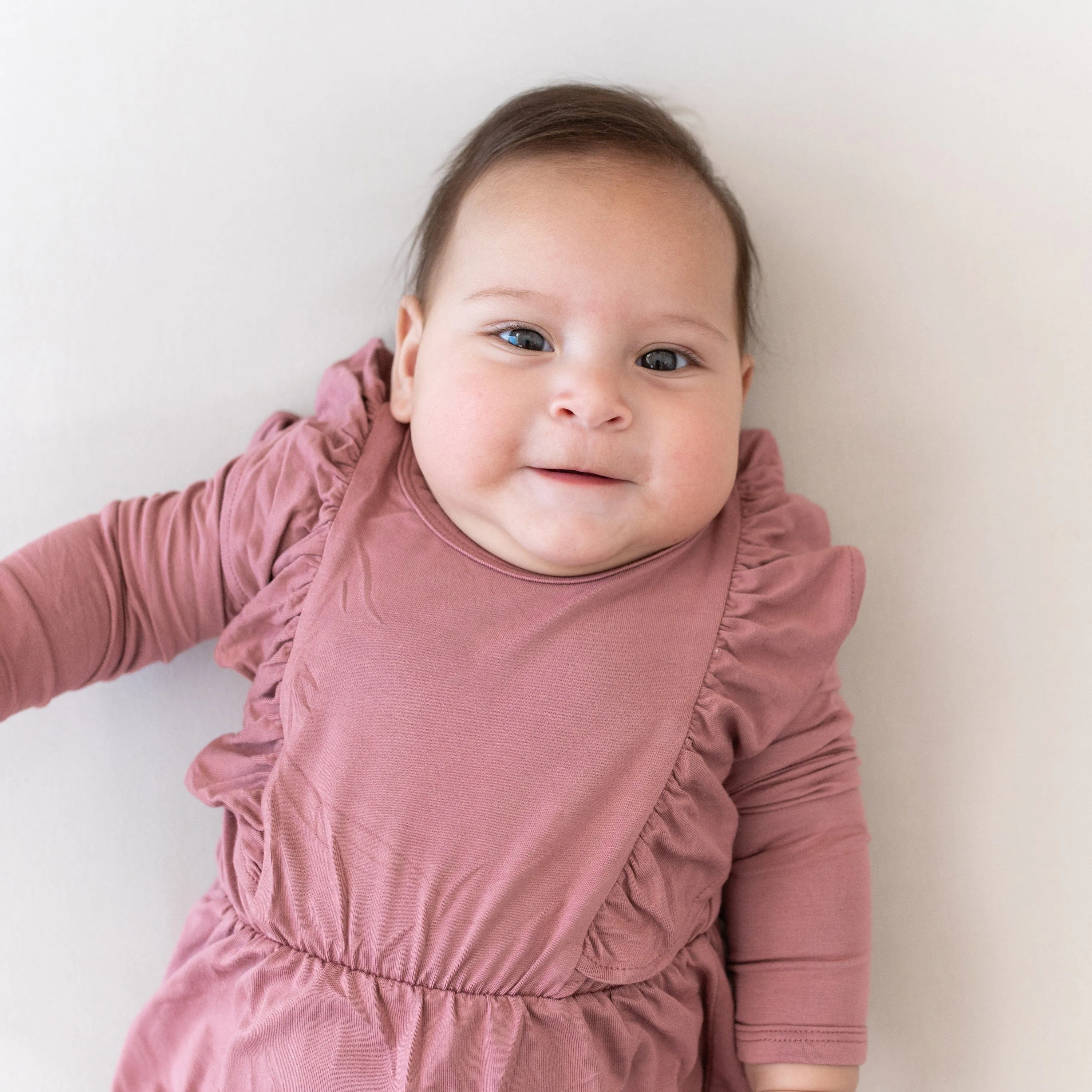 Long Sleeve Bubble Romper in Dusty Rose