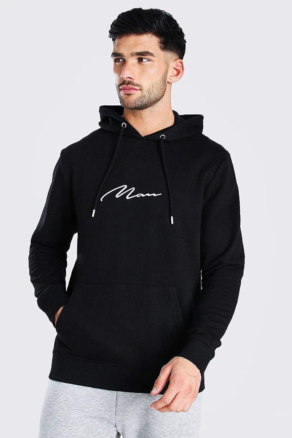 MAN Signature Over The Head Hoodie | boohooMAN UK