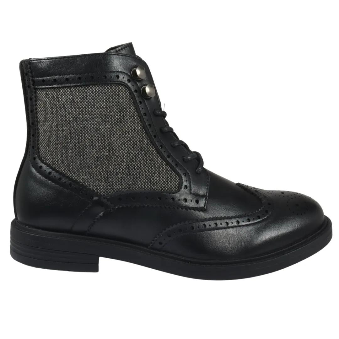 Men's Lace Up Brogue Black Ankle Boots