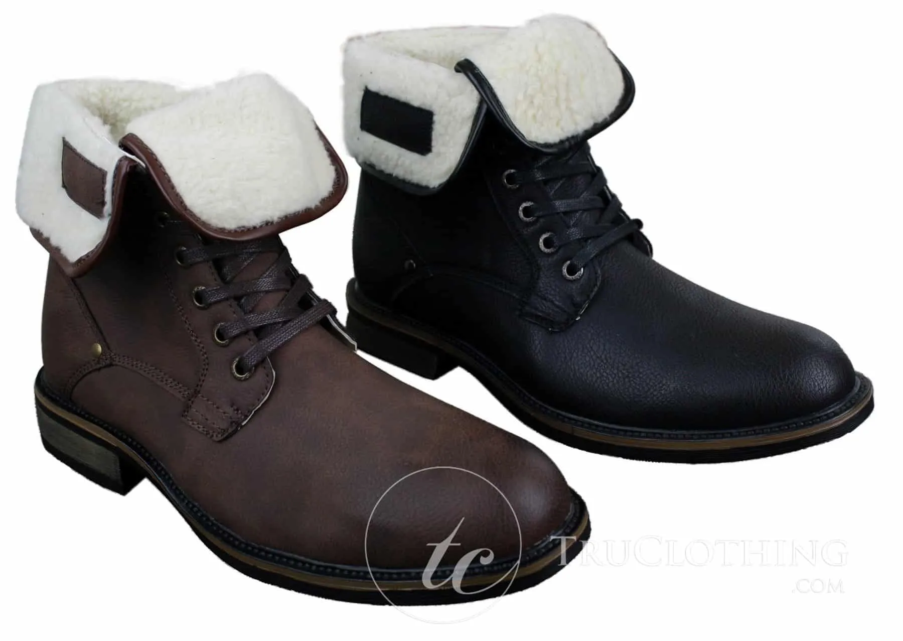 Mens Black Brown Military Ankle Leather Fleece Fur Lined Casual Army Combat Boots