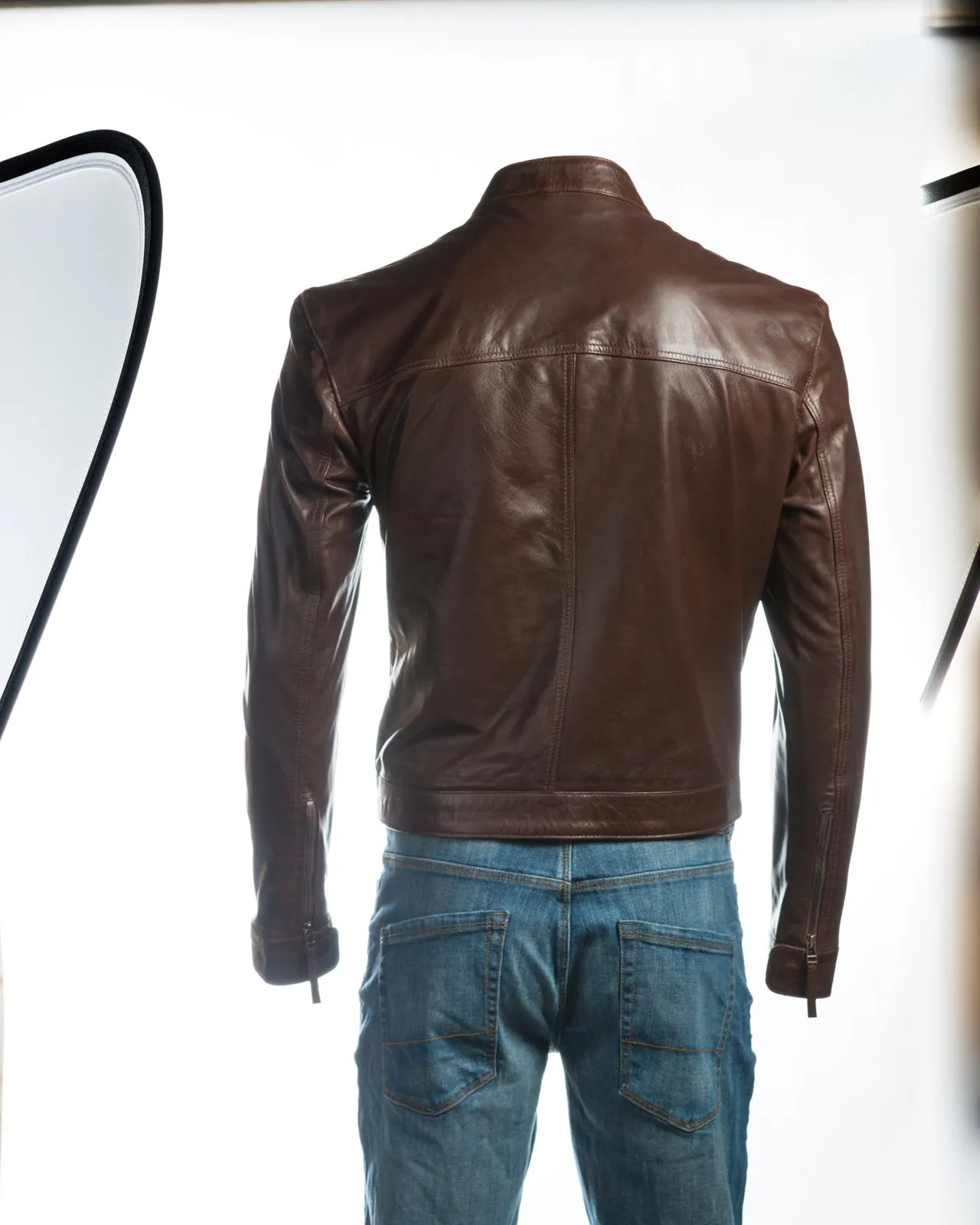 Men's Plain Slim Fit Leather Jacket: Sergio