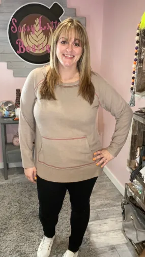 Mocha Kangaroo Pocket Sweater