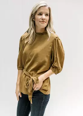 Moss Ruffle Neck Top