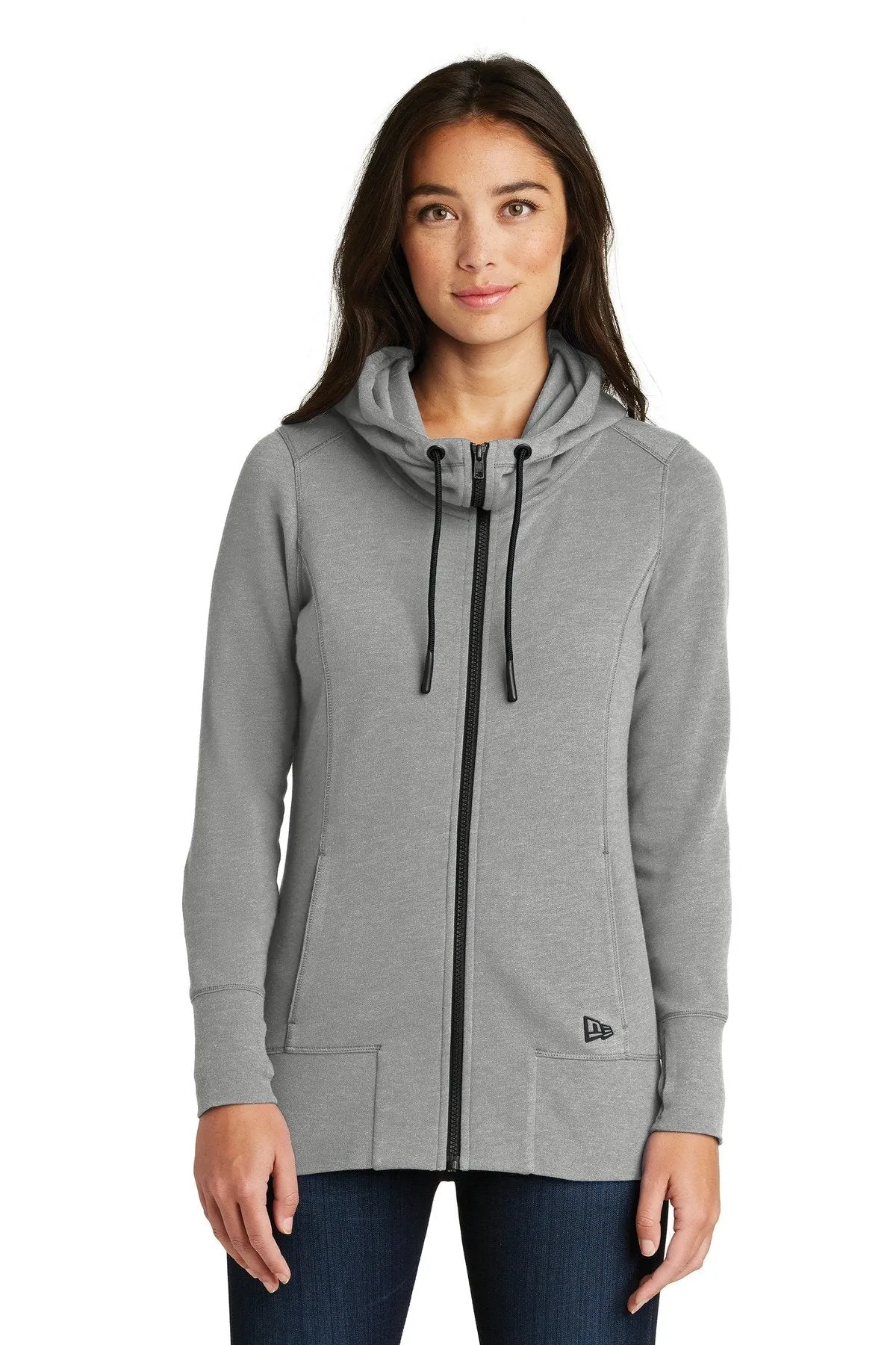 New Era Ladies Tri Blend Fleece Full-Zip Hoodie LNEA511 Shadow Grey Heather