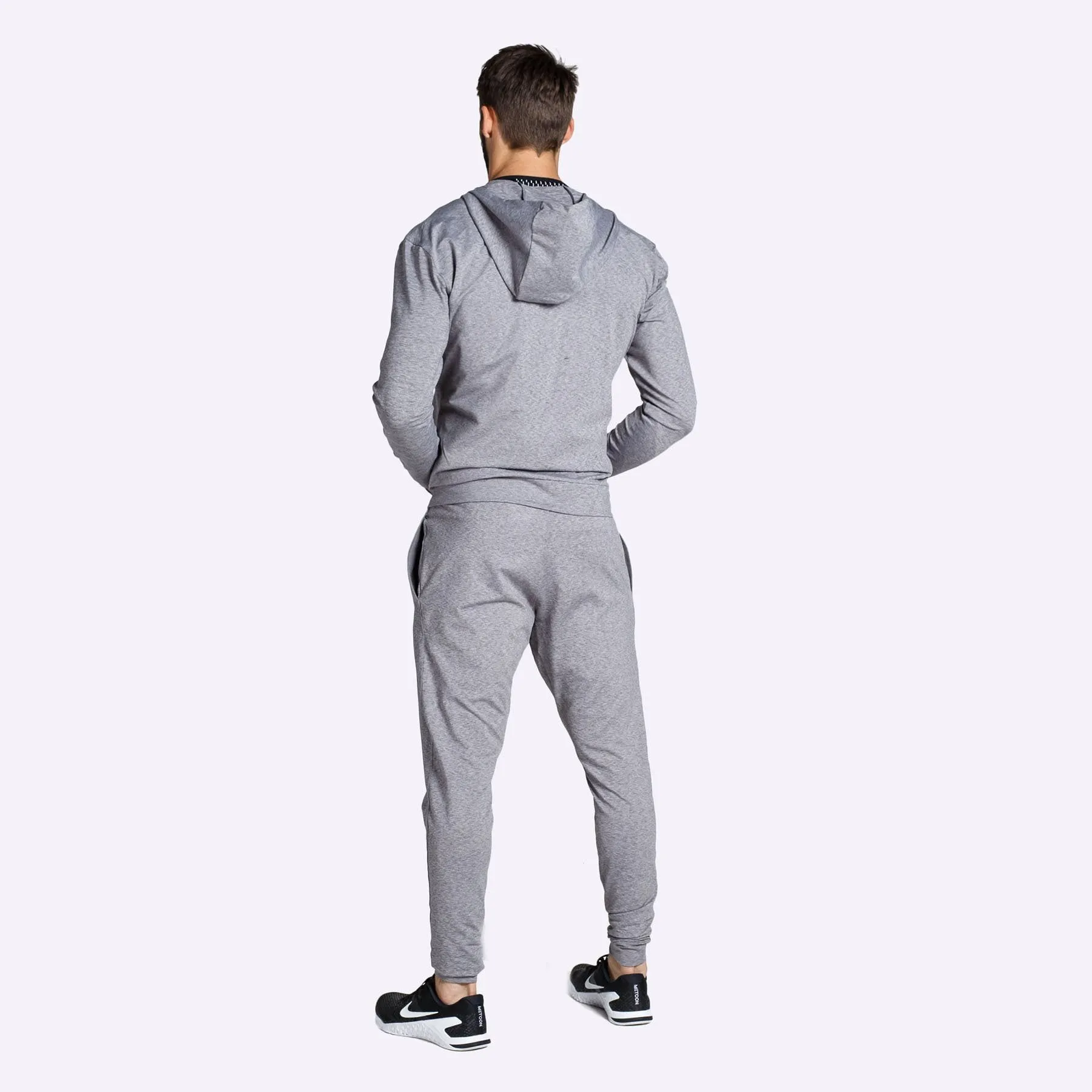 Nike Dri-FIT - Men's Full-Zip Yoga Training Hoodie - Gunsmoke/Heather/Black