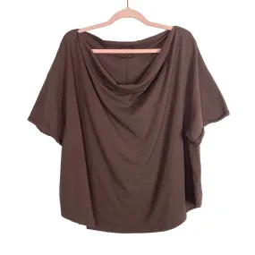 Nuuds Brown Draped Boat Neck Tee- Size XL