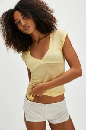 On Air V-Neck Tee by Intimately at Free People in Pineapple, Size: XL