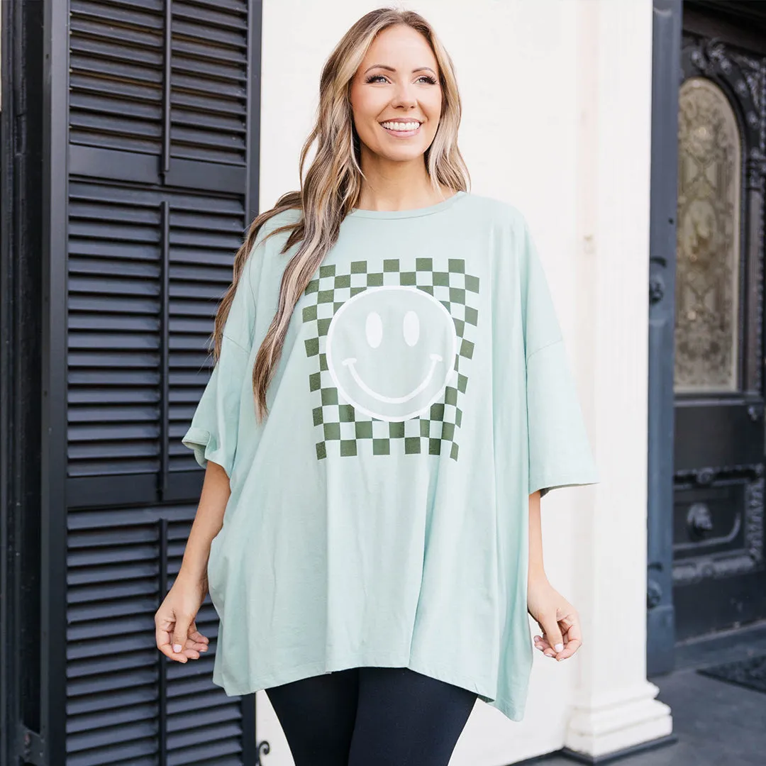 Only Smiles Boyfriend Tee, Light Green