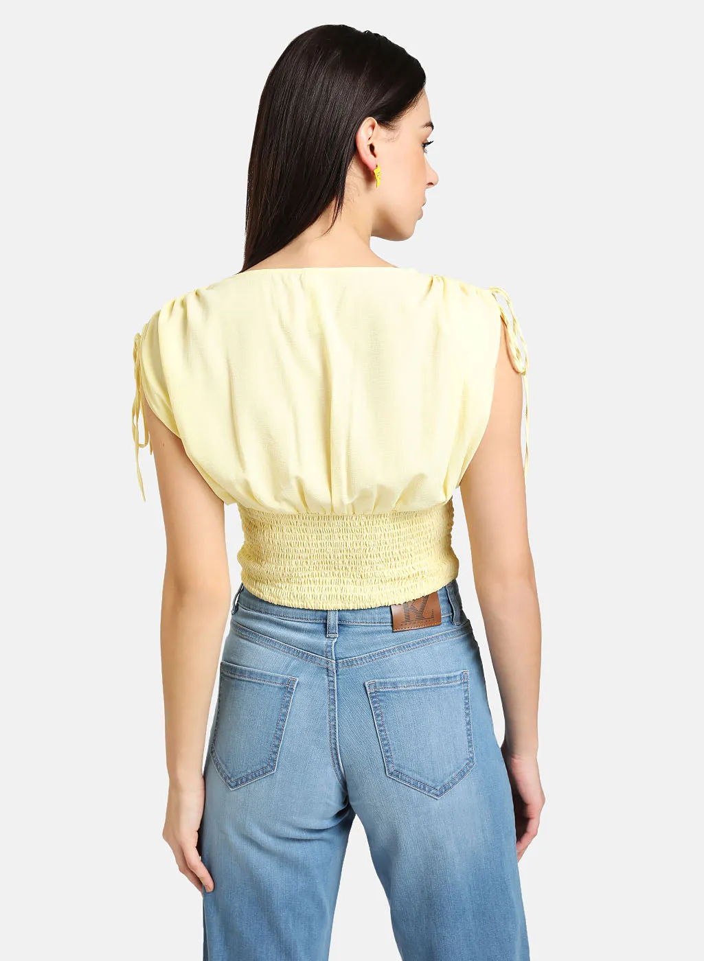 Overlap Smocked Crop Top