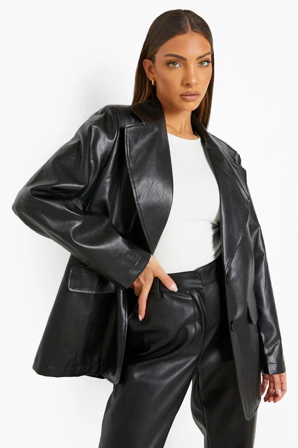 Oversized Faux Leather Jacket