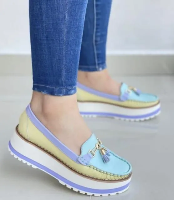 Pastel Platform Tassel Loafers