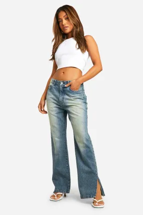 Petite Basics Split Hem Straight Leg Jeans