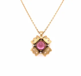 Pink Tourmaline and Diamond Sugarloaf Pendant Necklace