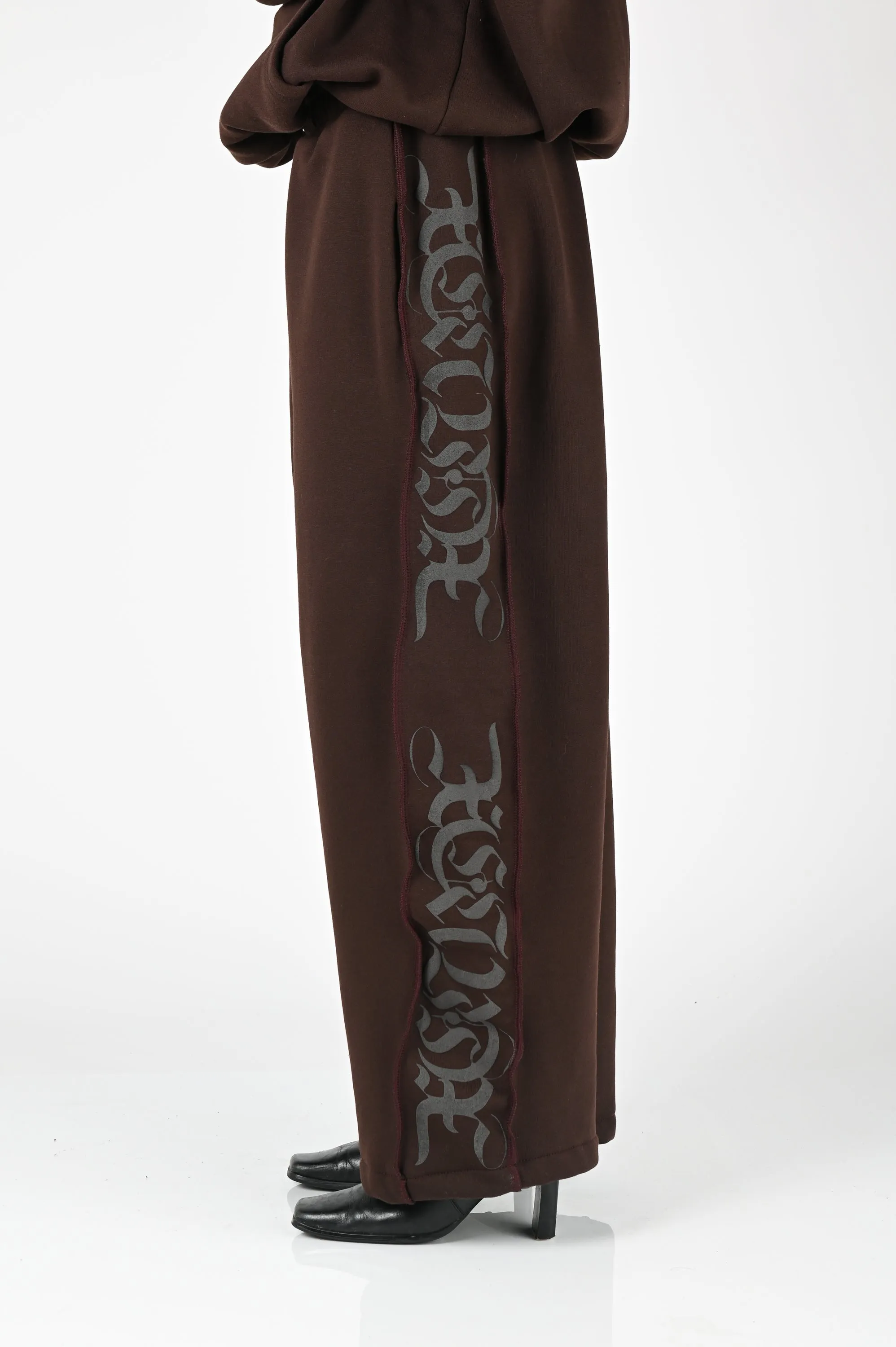 Posture Graphic Panel Trackpant in Black on Brown