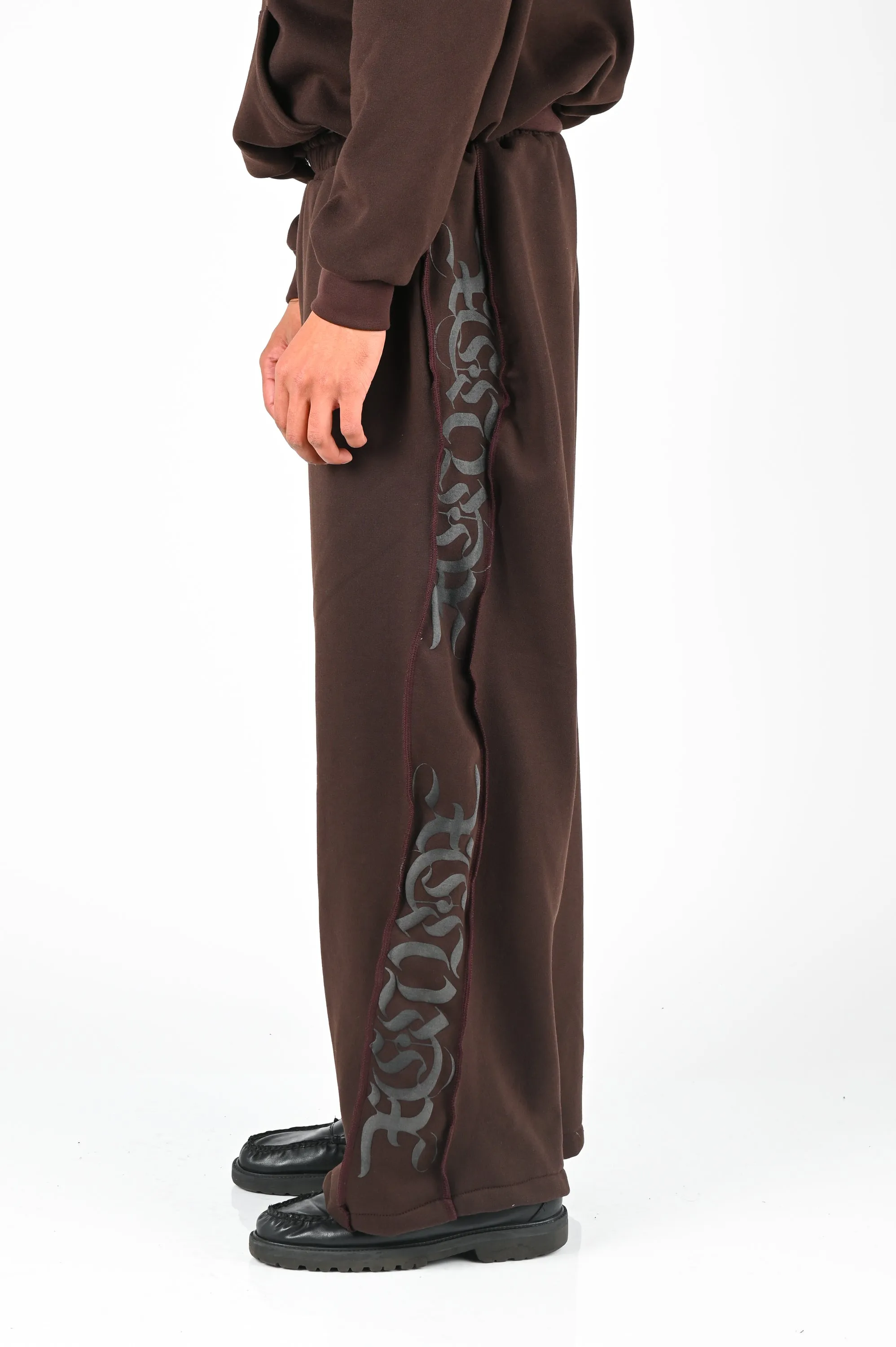 Posture Graphic Panel Trackpant in Black on Brown