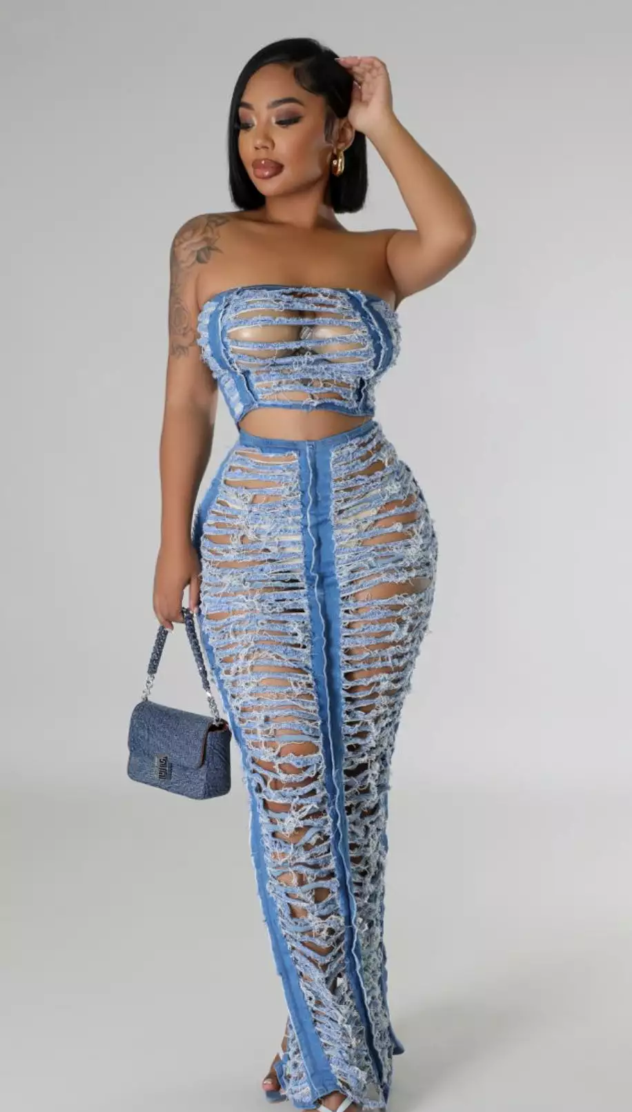 Pressure 2 Piece Denim Skirt Set