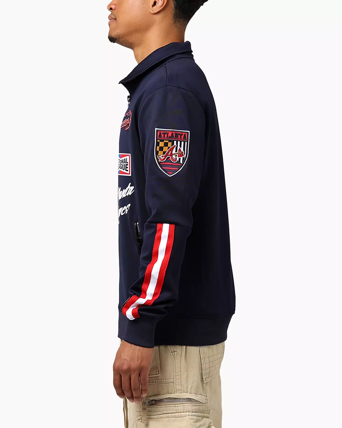 Pro Standard Atlanta Braves Fast Lane Track Jacket Midnight/Red