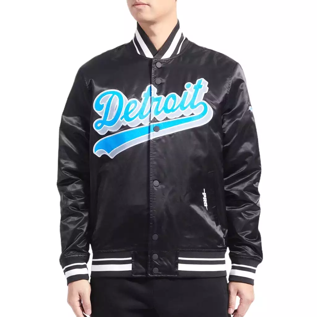 Pro Standard Detroit Lions Script Tail Satin Jacket (Black) FDL6410252-BLK