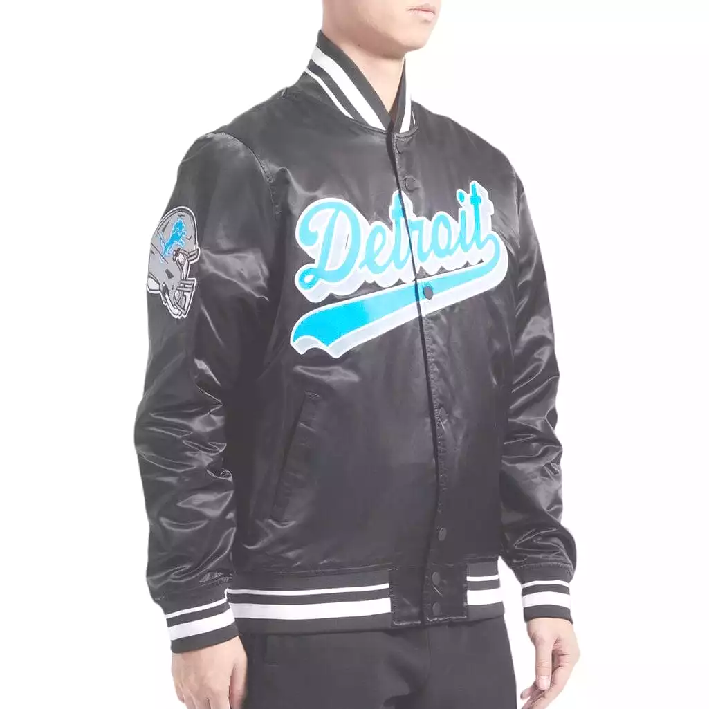 Pro Standard Detroit Lions Script Tail Satin Jacket (Black) FDL6410252-BLK