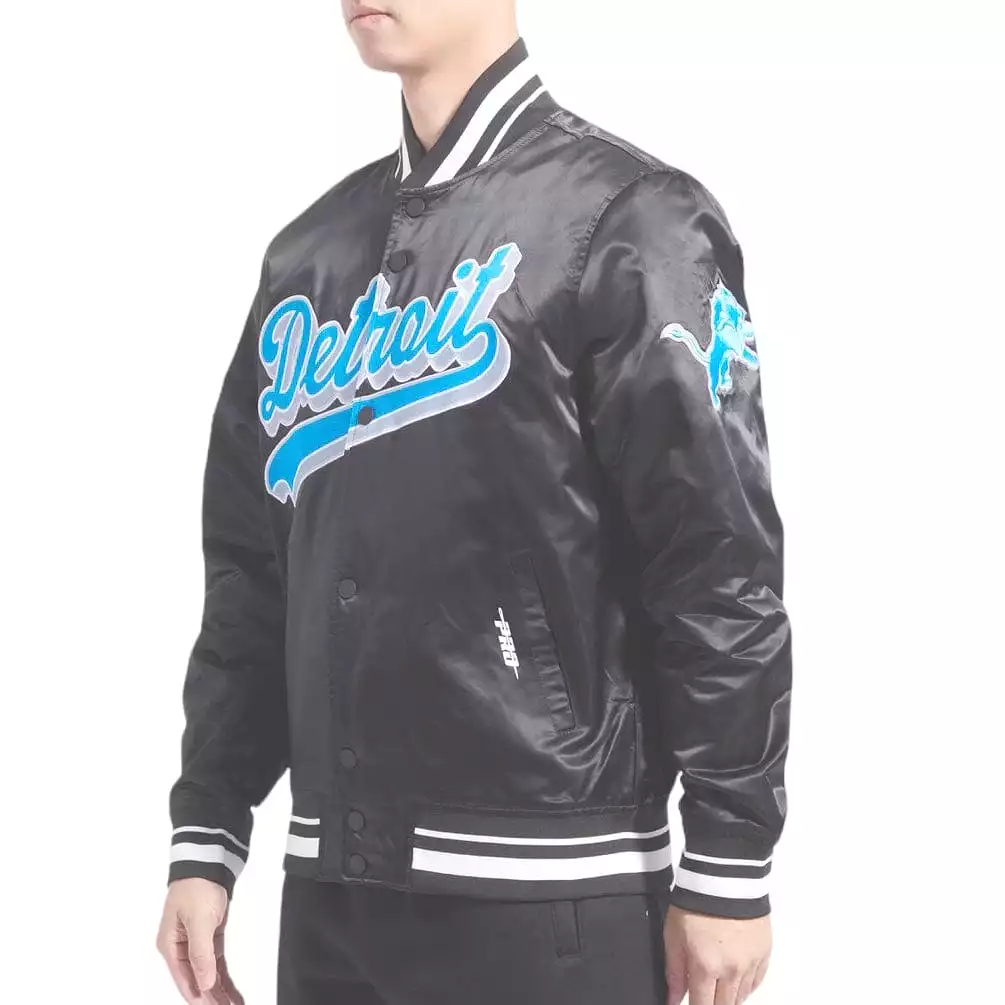 Pro Standard Detroit Lions Script Tail Satin Jacket (Black) FDL6410252-BLK